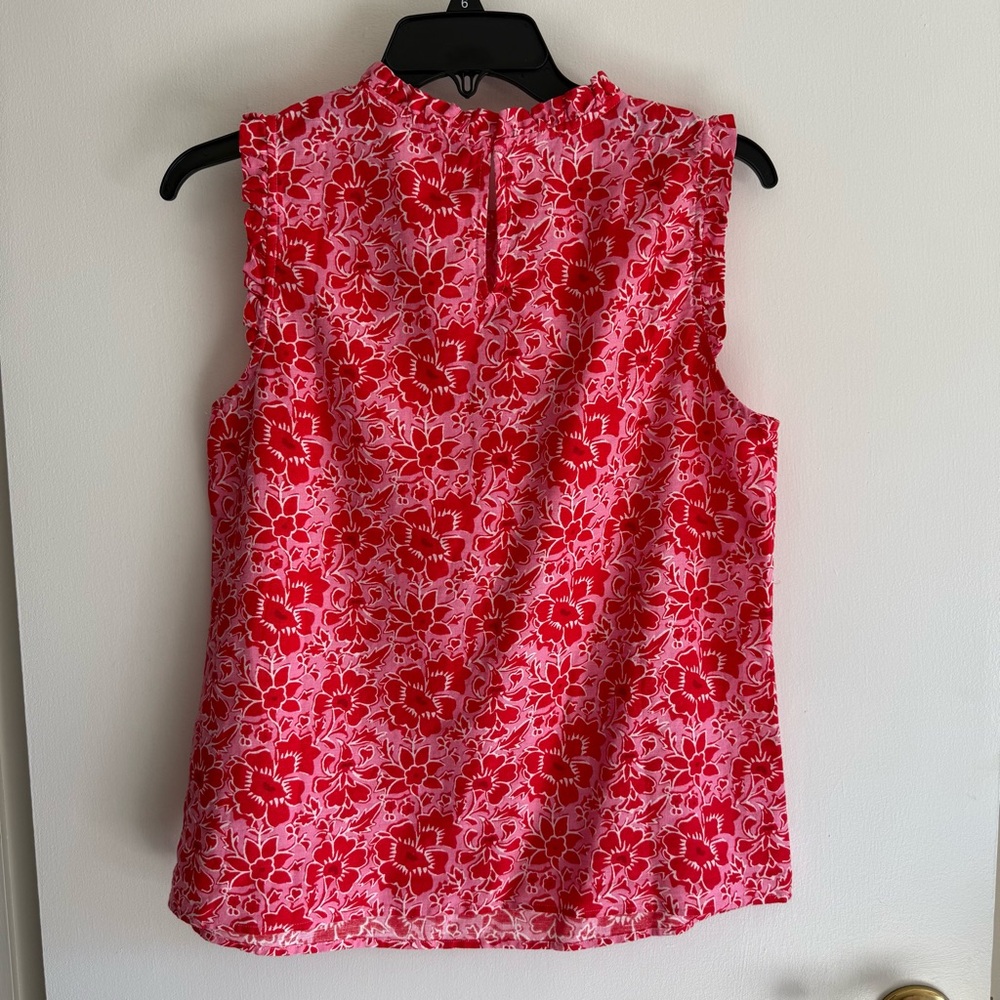 J. Crew Floral Ruffle Trim Sleeveless Blouse - Picture 5 of 8